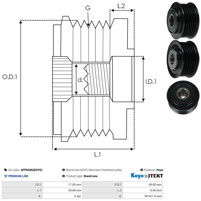 AS-PL AFP6046(KOYO) Alternator Freewheel Clutch