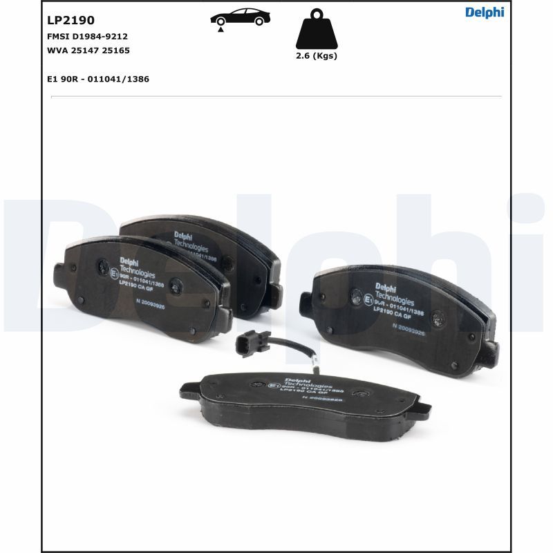 DELPHI LP2190 Brake Pad Set, disc brake