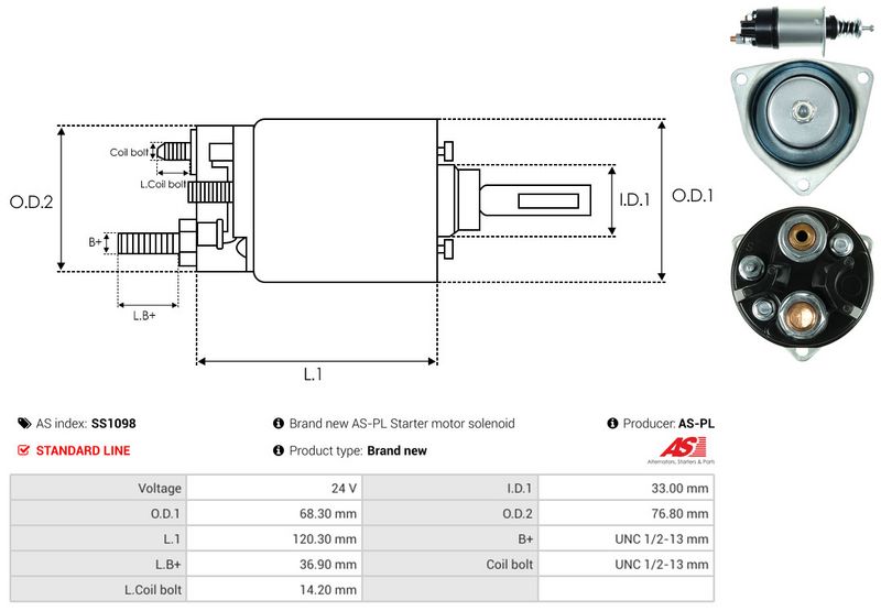 AS-PL SS1098 Solenoid Switch, starter