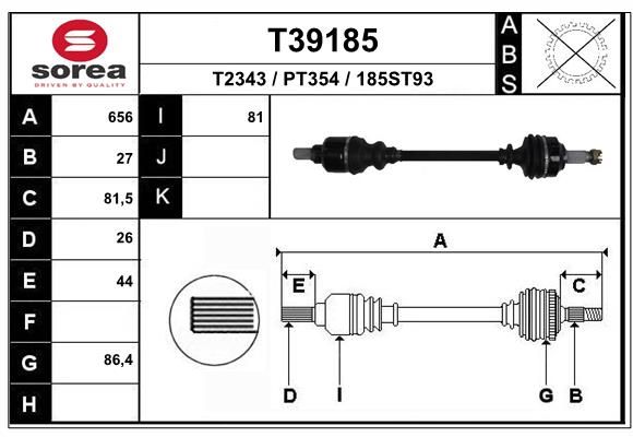 EAI hajtótengely T39185