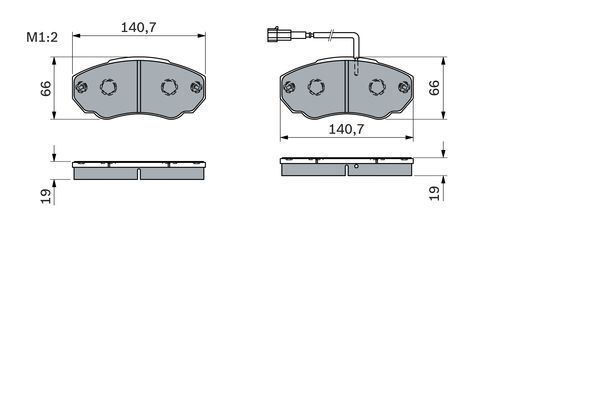 BOSCH комплект гальмівних колодок CITROEN JUMPER 1000/1400kg