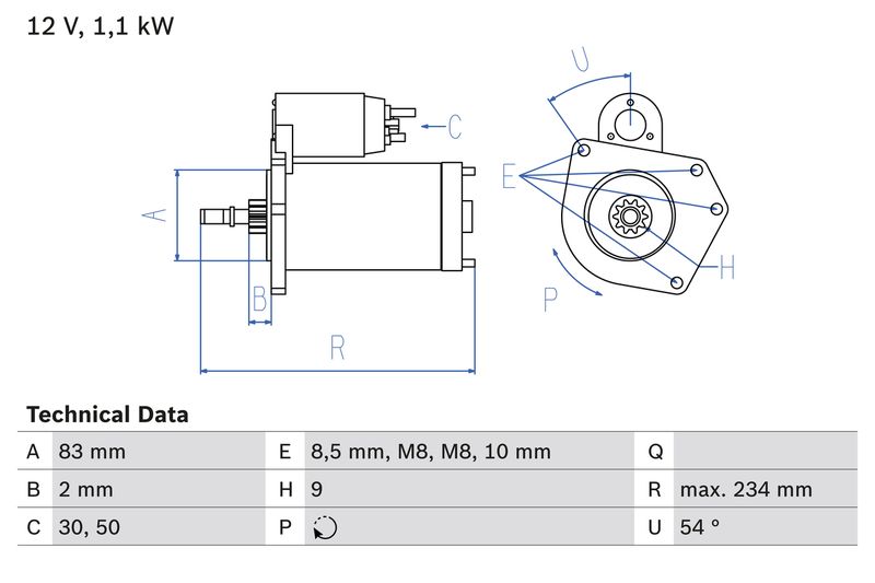 BOSCH Startmotor / Starter 0 986 016 800