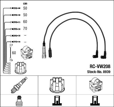 Комплект проводів високої напруги, Ngk RCVW208