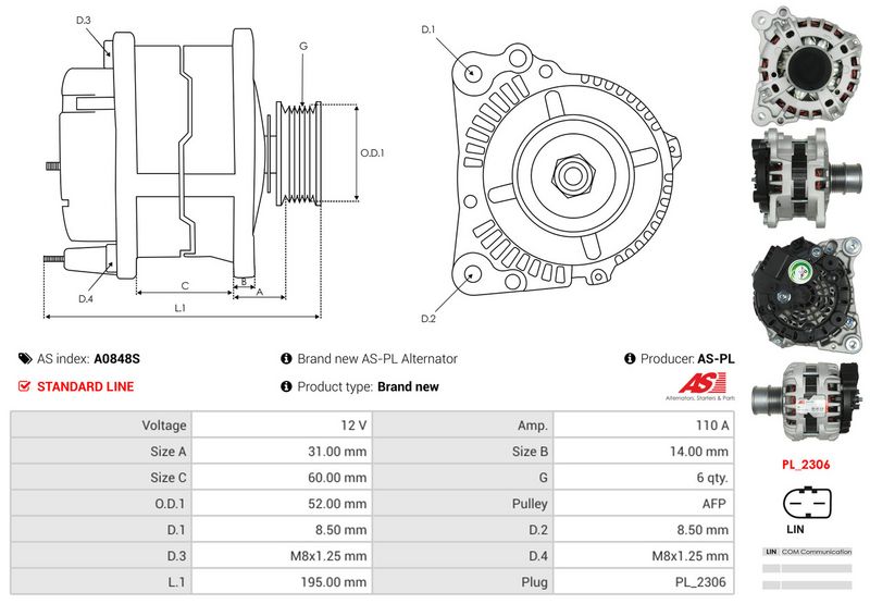 AS-PL A0848S Alternator