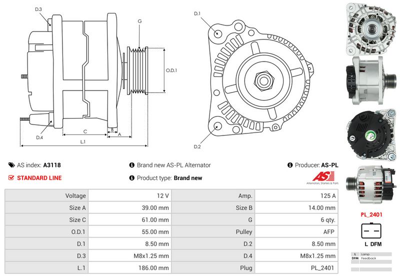 AS-PL A3118 Alternator