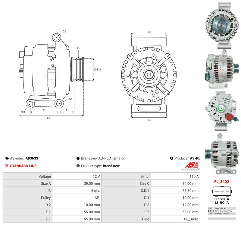 This part match OEM code: 6U2Z-10V346-CARM