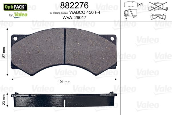 Sada brzdových destiček, kotoučová brzda 882276
