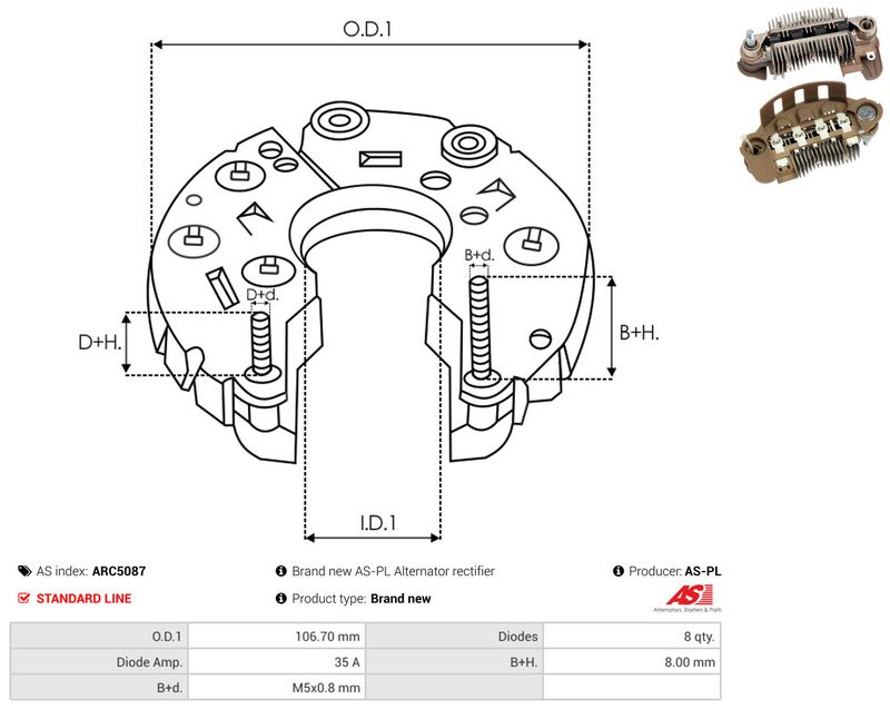 AS-PL ARC5087 Rectifier, alternator