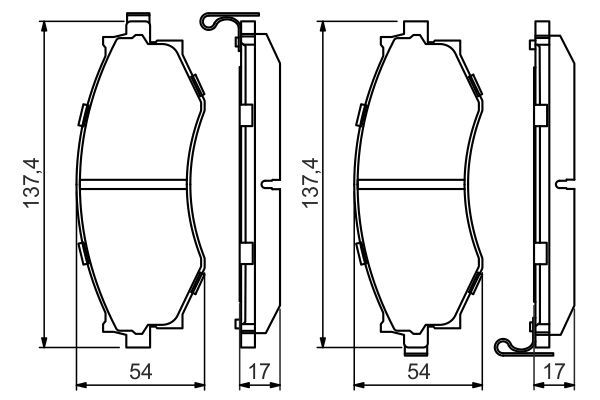 Комплект гальмівних накладок, дискове гальмо, Bosch 0986494571