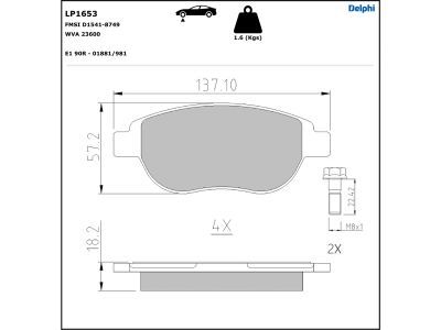 DELPHI LP1653 Brake Pad Set, disc brake