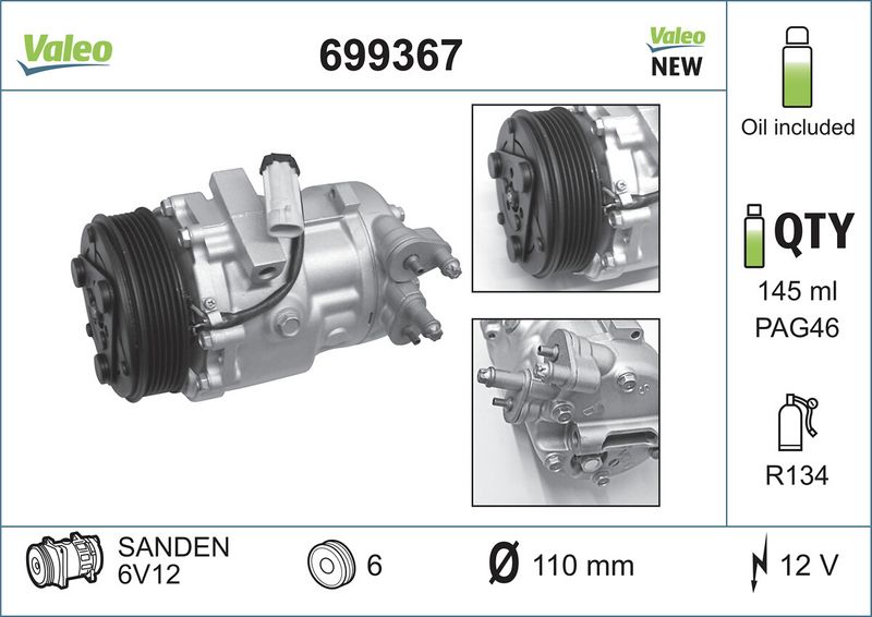 VALEO Compressor, airconditioning 699367