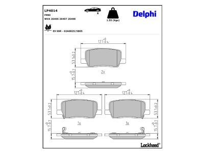 DELPHI LP4014 - Diskinių stabdžių kaladėlių komplektas