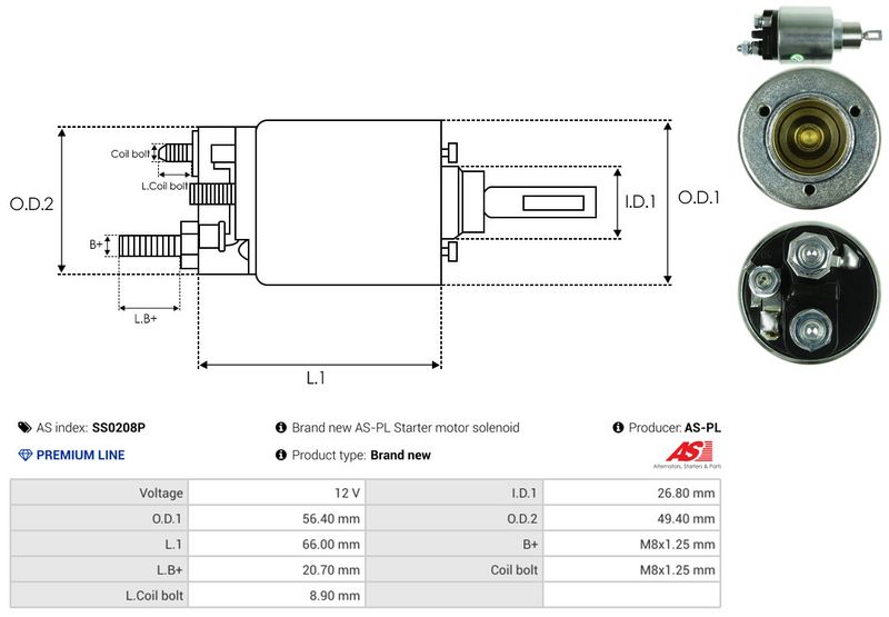 AS-PL SS0208P Solenoid Switch, starter