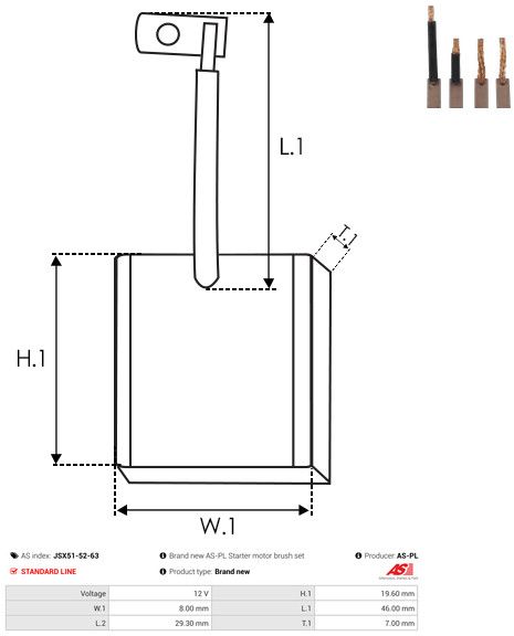AS-PL JSX51-52-63 Carbon Brush, starter