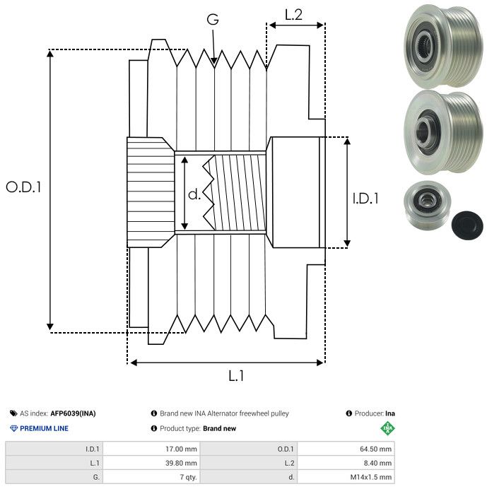 AS-PL AFP6039(INA) Alternator Freewheel Clutch