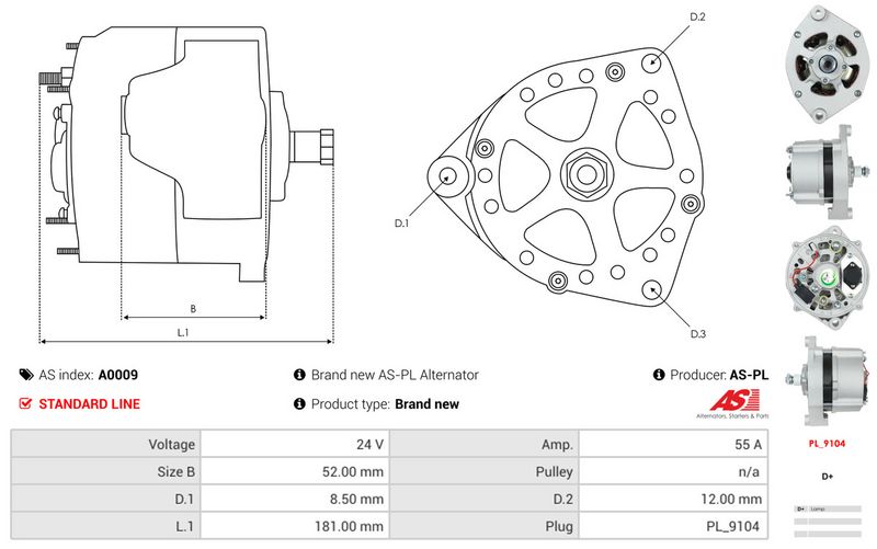 AS-PL A0009 Alternator