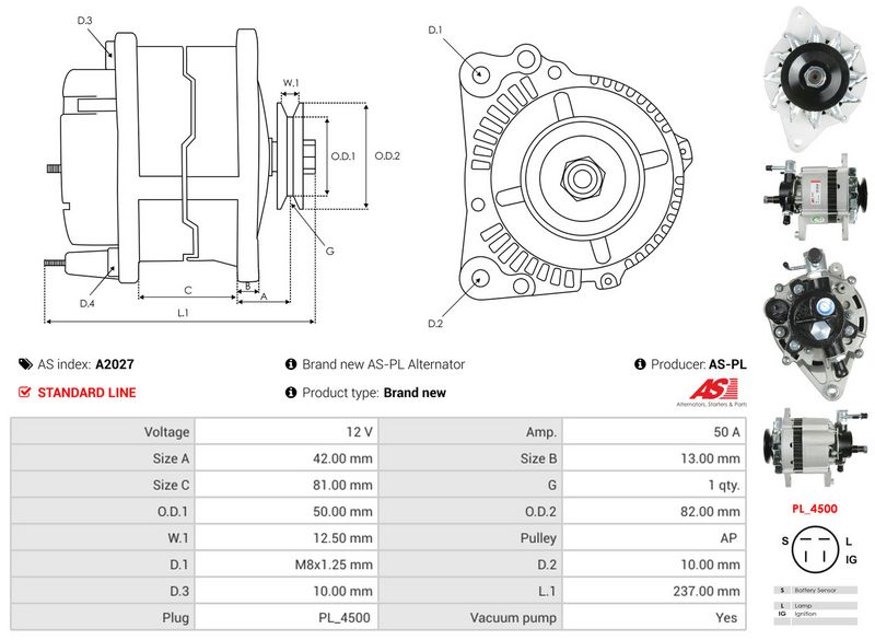 AS-PL A2027 Alternator