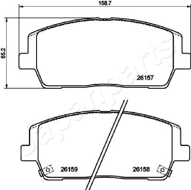 Комплект гальмівних накладок, дискове гальмо, Japanparts PA-H30AF