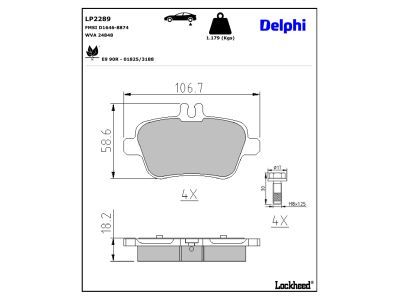 DELPHI LP2289 Brake Pad Set, disc brake