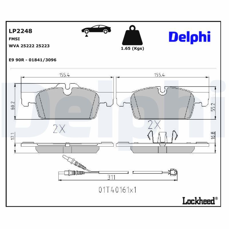Piduriklotsi komplekt, ketaspidur, DELPHI LP2248