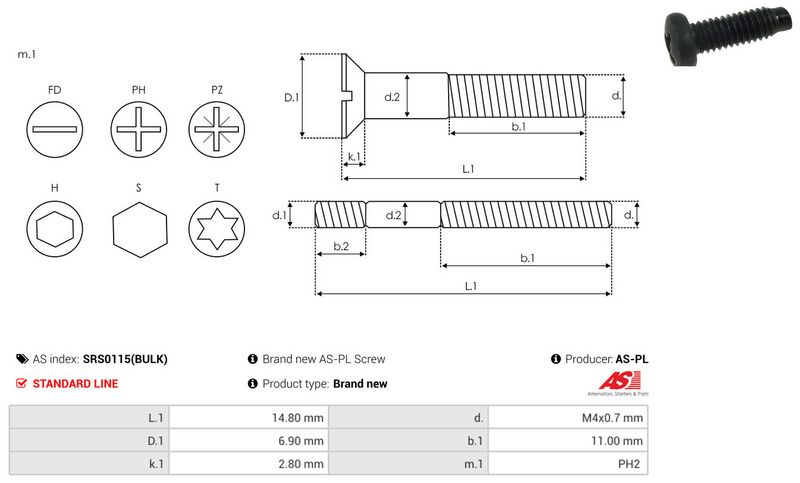 AS-PL SRS0115(BULK) Ремонтний комплект, генератор