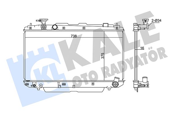Радіатор, система охолодження двигуна, Kale Oto Radyatör 346215