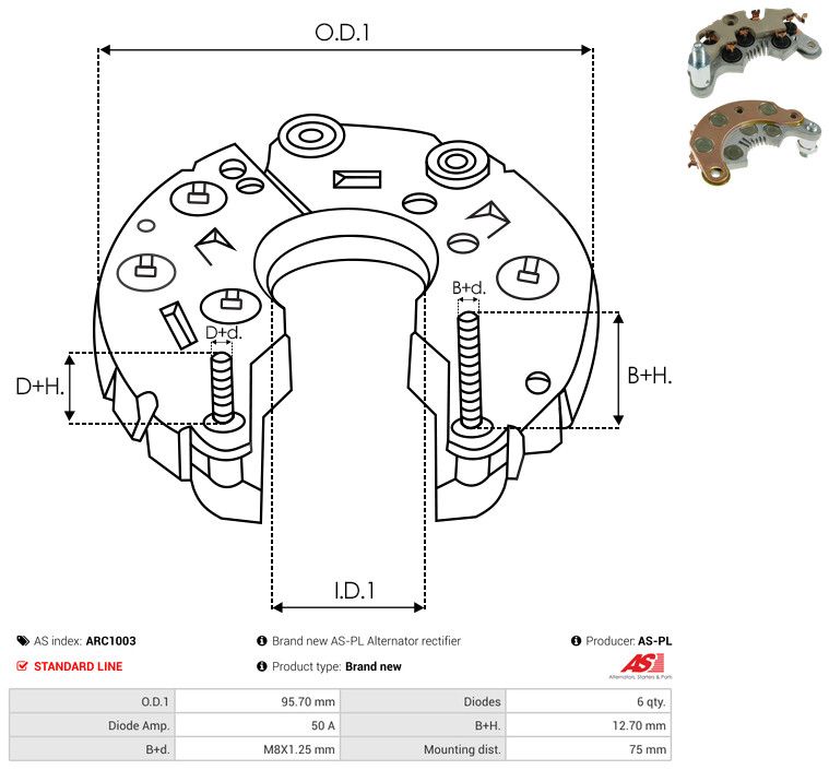 AS-PL ARC1003 Rectifier, alternator
