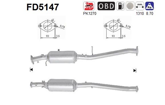AS FD5147 Suodžių / kietųjų dalelių filtras, išmetimo sistema