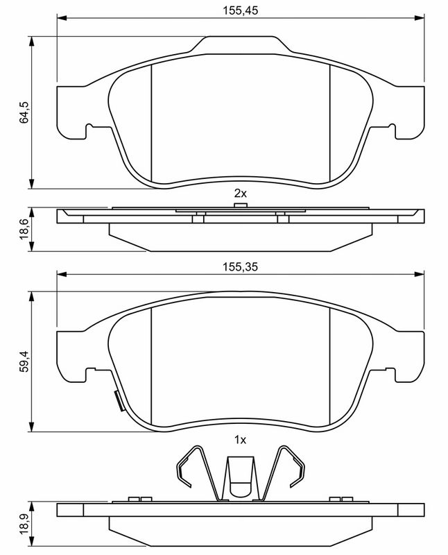 Piduriklotsi komplekt, ketaspidur, BOSCH 0 986 494 826