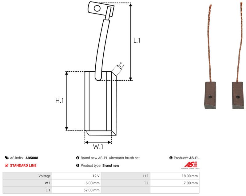 AS-PL AB5008 Carbon Brush, alternator