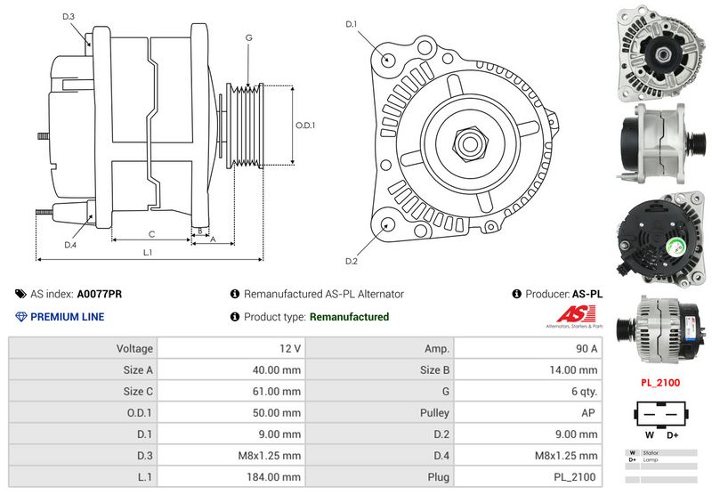 AS-PL A0077PR Alternator