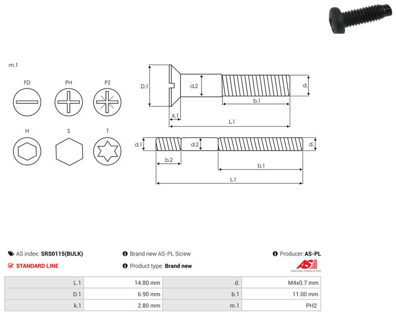 Remondikomplekt, generaator, AS-PL SRS0115(BULK)