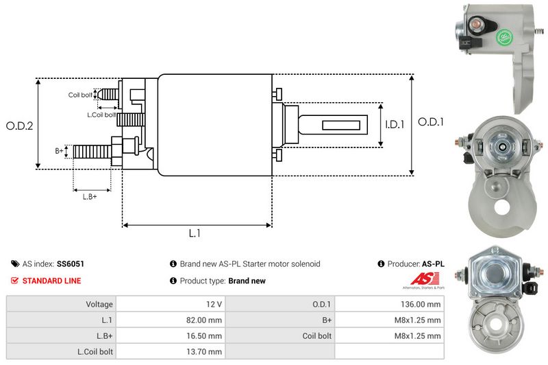 AS-PL SS6051 Solenoid Switch, starter