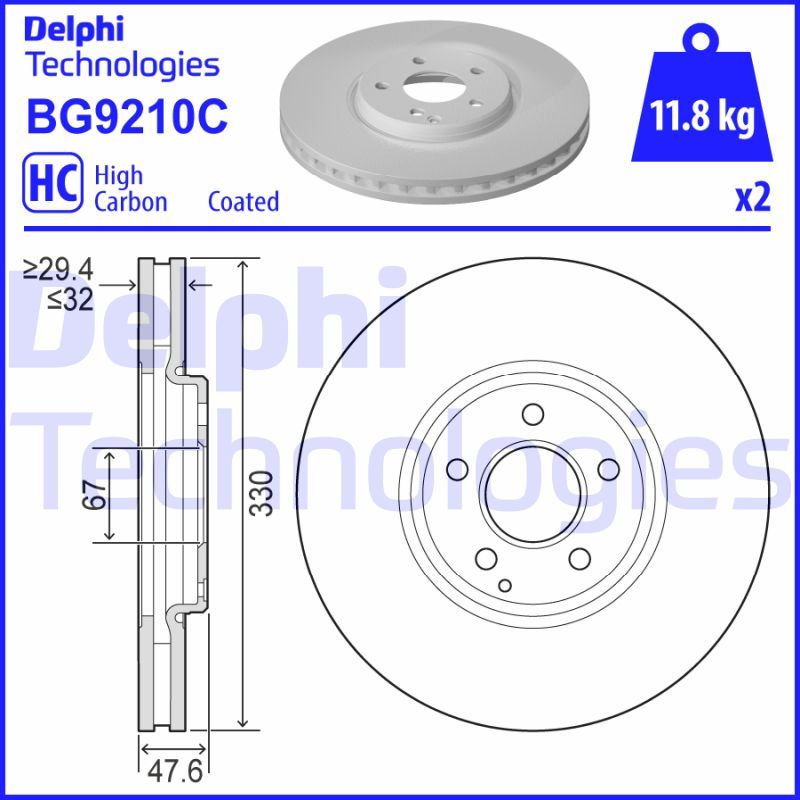 DELPHI Mercedes тормозной диск передний W211