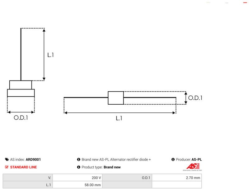AS-PL ARD9001 Rectifier, alternator