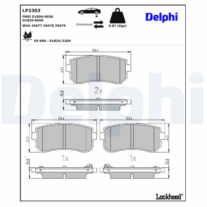 DELPHI LP2303 Brake Pad Set, disc brake