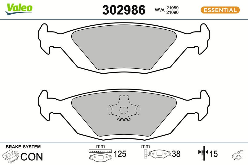 комплект спирачно феродо, дискови спирачки VALEO