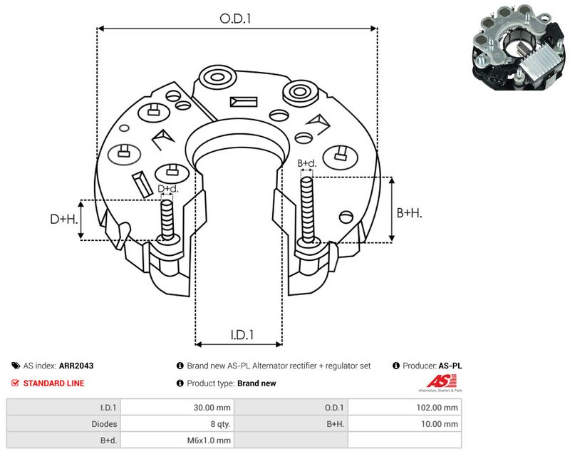 AS-PL ARR2043 Rectifier, alternator