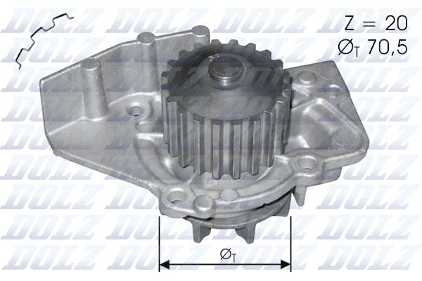 Водяний насос, кільк. зубц. 20, CITROEN/FIAT/PEUGEOT/TOYOTA Dispatch/Scudo/Expert/Corolla "1,9-2,0 "96>>, Dolz C120