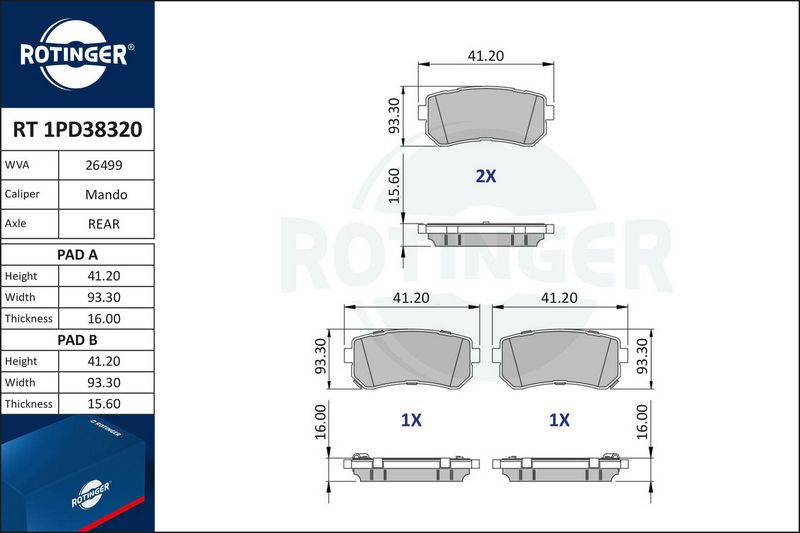 Brake pad set, disc brake