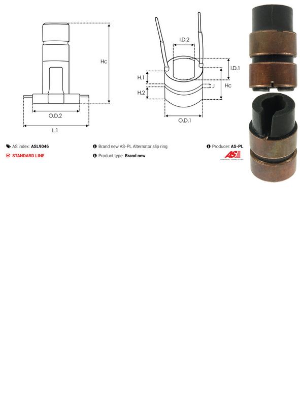 AS-PL ASL9046 Slip Ring, alternator