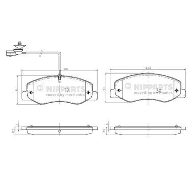 Комплект гальмівних накладок, дискове гальмо, Nipparts N3611061