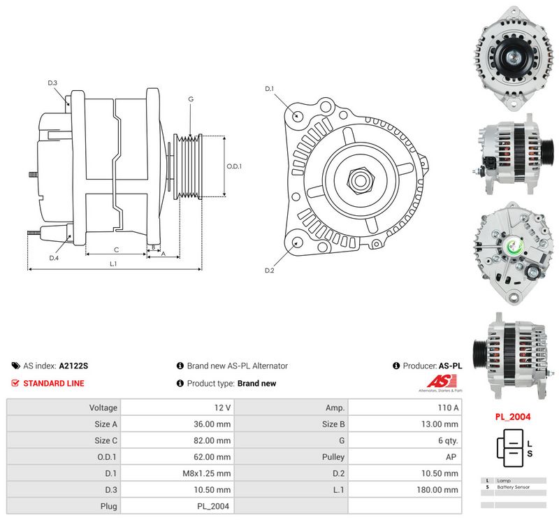 AS-PL A2122S Alternator