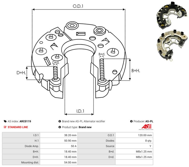 AS-PL ARC0119 Rectifier, alternator