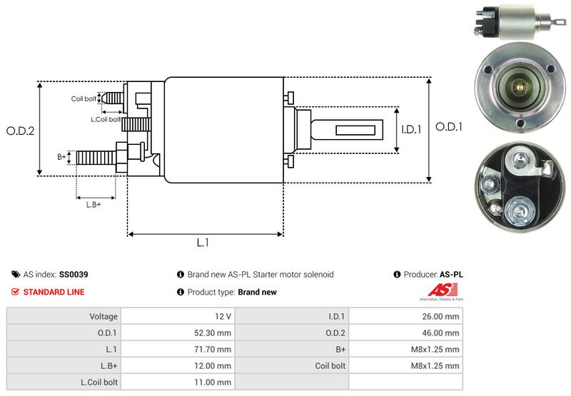AS-PL SS0039 Solenoid Switch, starter