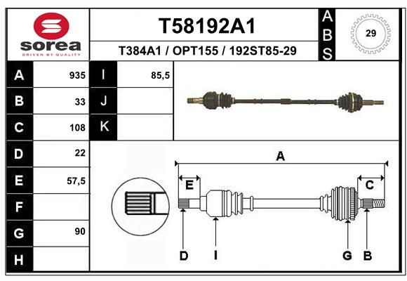 EAI hajtótengely T58192A1