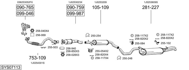 BOSAL kipufogórendszer SYS07113