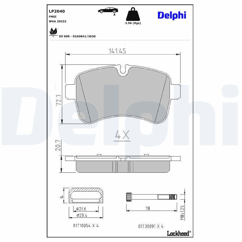 Piduriklotsi komplekt, ketaspidur, DELPHI LP2040