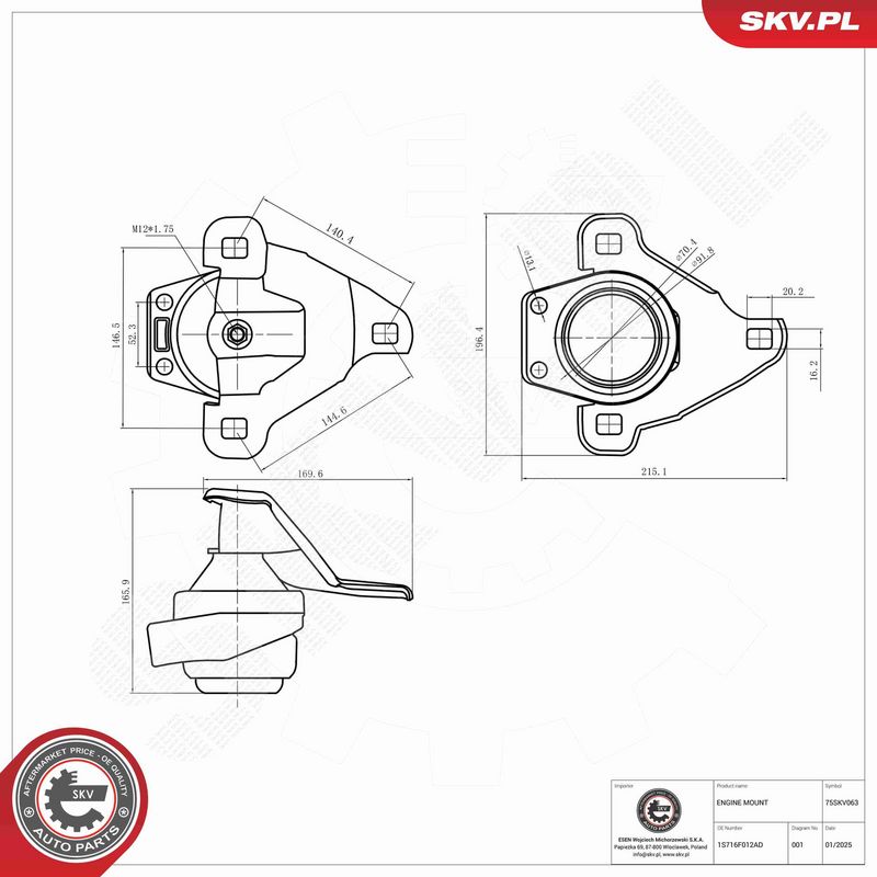 ESEN SKV 75SKV063 Mounting, engine