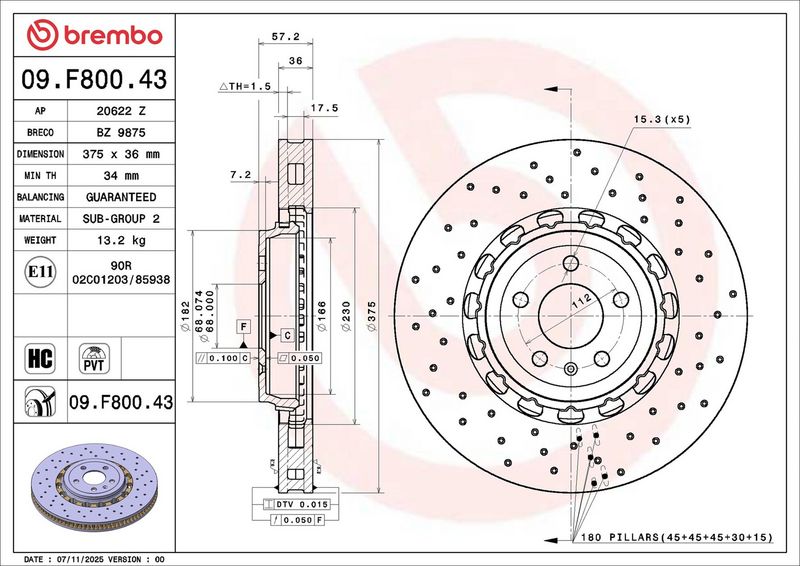 Brake disc Voor past: AUDI A4 B9, A5 2.9 04.17-